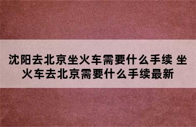 沈阳去北京坐火车需要什么手续 坐火车去北京需要什么手续最新